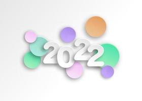 New year 2022 paper cut numbers in delicate colors. Decorative greeting card 2022 happy new year. Colorful Christmas banner, vector illustration isolated on white background