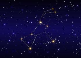 Orion constellation, vector illustration against the starry sky, luxury gold representation in blue galaxy background