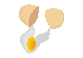 illustration of an egg that is split in half with pixel theme vector