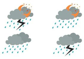 a collection of windy rain and thunderstorm illustrations vector