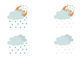 a collection of drizzle and snowing illustrations vector