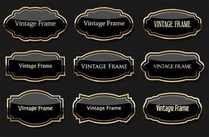 Collection of golden badges and labels retro style vector