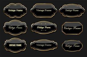 Collection of golden badges and labels retro style vector