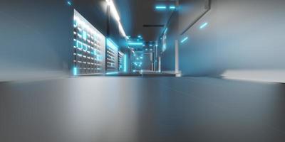 light tunnel technology corridor modern futuristic science fiction background 3d illustration photo