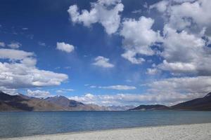 Amazing colours of Lake Pangong of Leh, Ladakh. photo