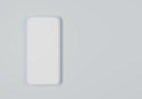 Maqueta de teléfono 3D con espacio de copia, pantalla blanca en la vista superior Ilustración de renderizado 3d de teléfono inteligente moderno foto