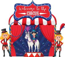 Welcome to the circus banner with magician performance vector