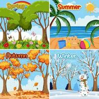 Different four seasons posters vector