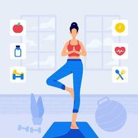 Woman Practice Yoga for New Year Resolution vector