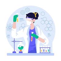 Female Scientist doing Experiment in Laboratory vector