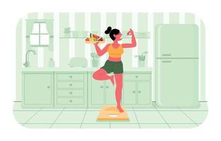 Woman Having Diet in the Kitchen vector
