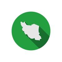 Map of Iran on green circle with long shadow vector