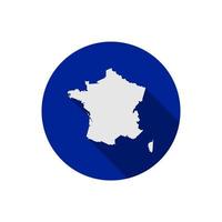 Map of France on blue circle with long shadow vector