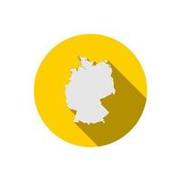 Map of Germany on yellow circle with long shadow vector