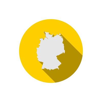 Map of Germany on yellow circle with long shadow