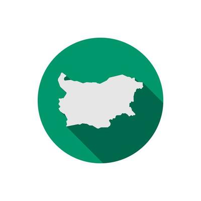 Map of Bulgaria on green circle with long shadow