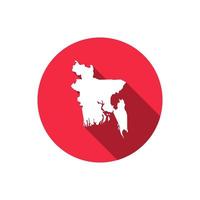 Map of Bangladesh on red circle with long shadow vector