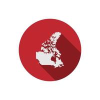 Canada map on red circle with long shadow vector