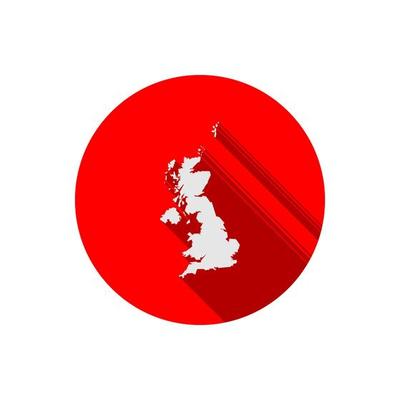 England map on red circle with long shadow