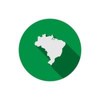 Brazil map on green circle with long shadow vector