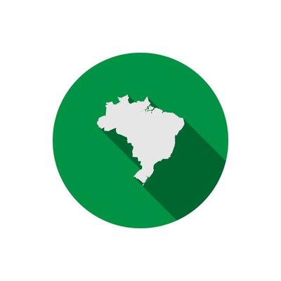 Brazil map on green circle with long shadow