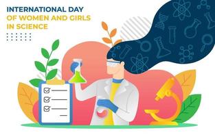 día internacional de la mujer y la niña en la ciencia vector