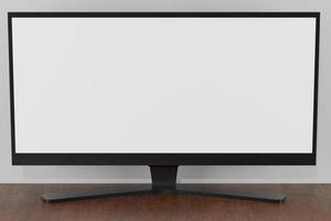 3D Rendering of blank white monitor. Perfect for Background, Mock Up and Advertisement Object.