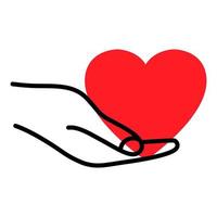 corazón en la mano. dando corazón para trasplante, organo, donación, salud, voluntario, organización sin fines de lucro. donar y símbolo de amor. símbolo de caridad vector