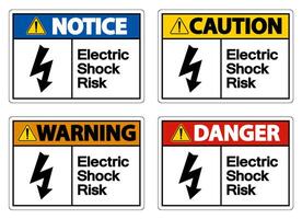 Signo de símbolo de riesgo de descarga eléctrica sobre fondo blanco. vector