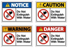 Caution Do Not Extinguish With Water Symbol vector