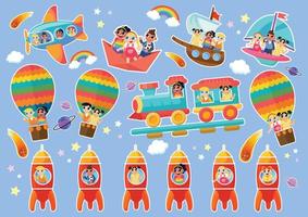 cute kids character and cute elements vector design