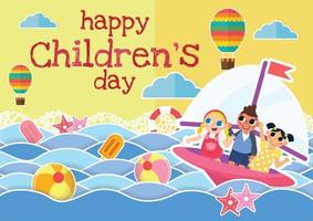 children's day cute charactor vector background