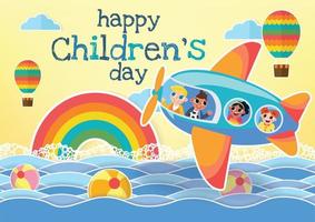 children's day colorful kids and toys kid stuffs vector