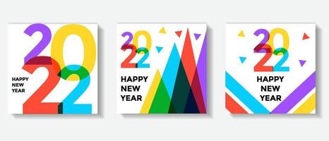 Feliz año nuevo creativo conjunto de fondo, cartel, banner, publicación en redes sociales. plantilla de diseño año nuevo 2022 vector