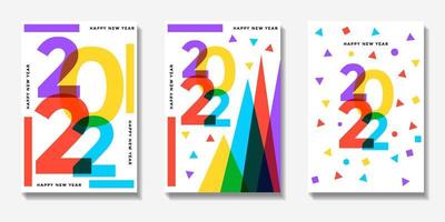 creative happy new year 2022. set of poster, banner, cover new year. design template vector for new year