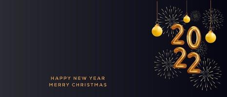 happy new year and merry christmas. 2022 golden color. happy new year and merry Christmas background with copy space area. vector