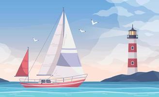 Small Yacht Cartoon Composition vector