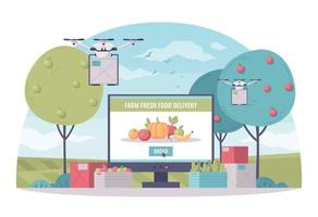 Farm Food Delivery Composition vector