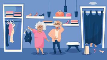 Elderly People Shopping vector