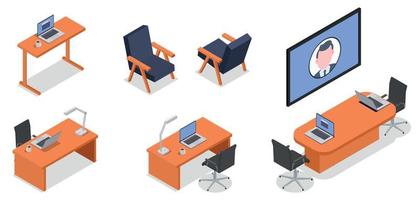 Remote Work Place Set vector
