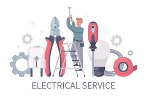 Electrical Service Cartoon Composition vector