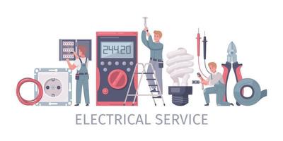 Electrical Service Workers Composition vector