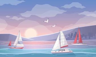 Yachting Bay Cartoon Composition vector