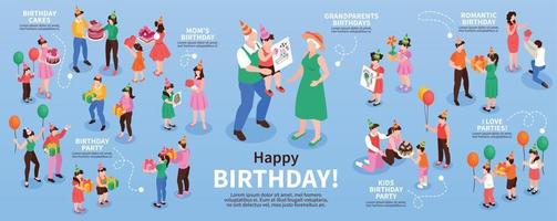 Birthday Congratulation Infographic Set vector