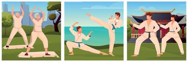 Martial Arts Flat Illustrations