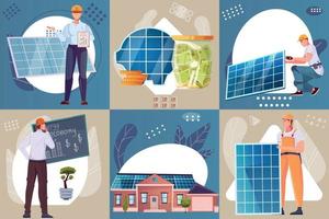 Solar Energy Six Illustrations vector