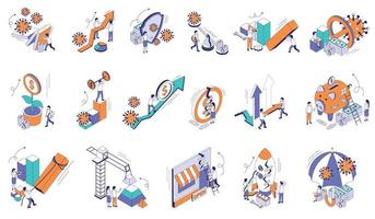 Economic Business Recovery Icons vector