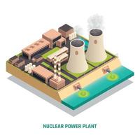 Toxic Waste Nuclear Chemical Pollution Biohazard Isometric Concept vector