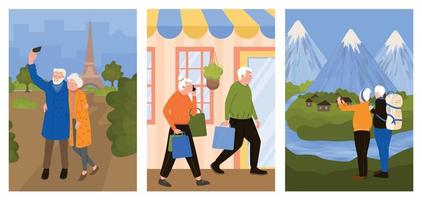 Old People Illustration Set vector