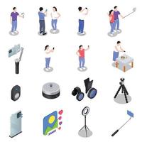 Mobile Photography Video Isometric Set vector